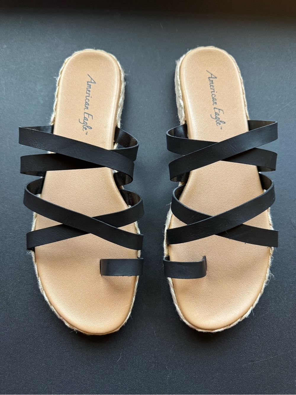 American Eagle Outfitters Black Multi-Strap Slide Sandals
